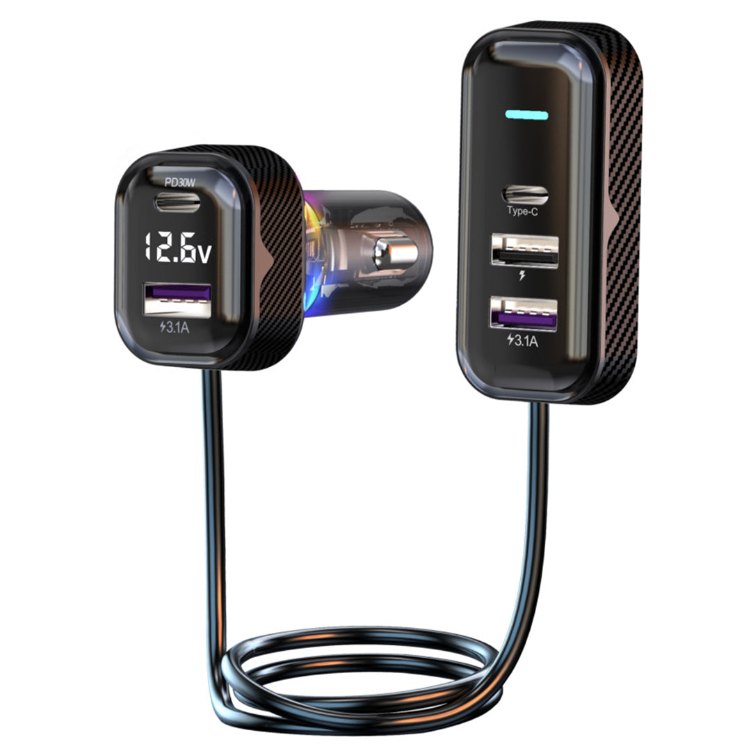 YQ6 PD 30W Fast Charging 2 Type-C + 3 USB Car Charger with 1.5m Extension Wire for iPhone Huawei YQ6 PD 30W Fast Charging 2 Type-C + 3 USB Car Charger with 1.5m Extension Wire for iPhone Huawei